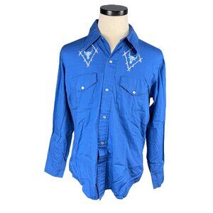 Vintage 1960s Westerner By Fleetline Blue Long Tail Form Fit Perma-Press Medium